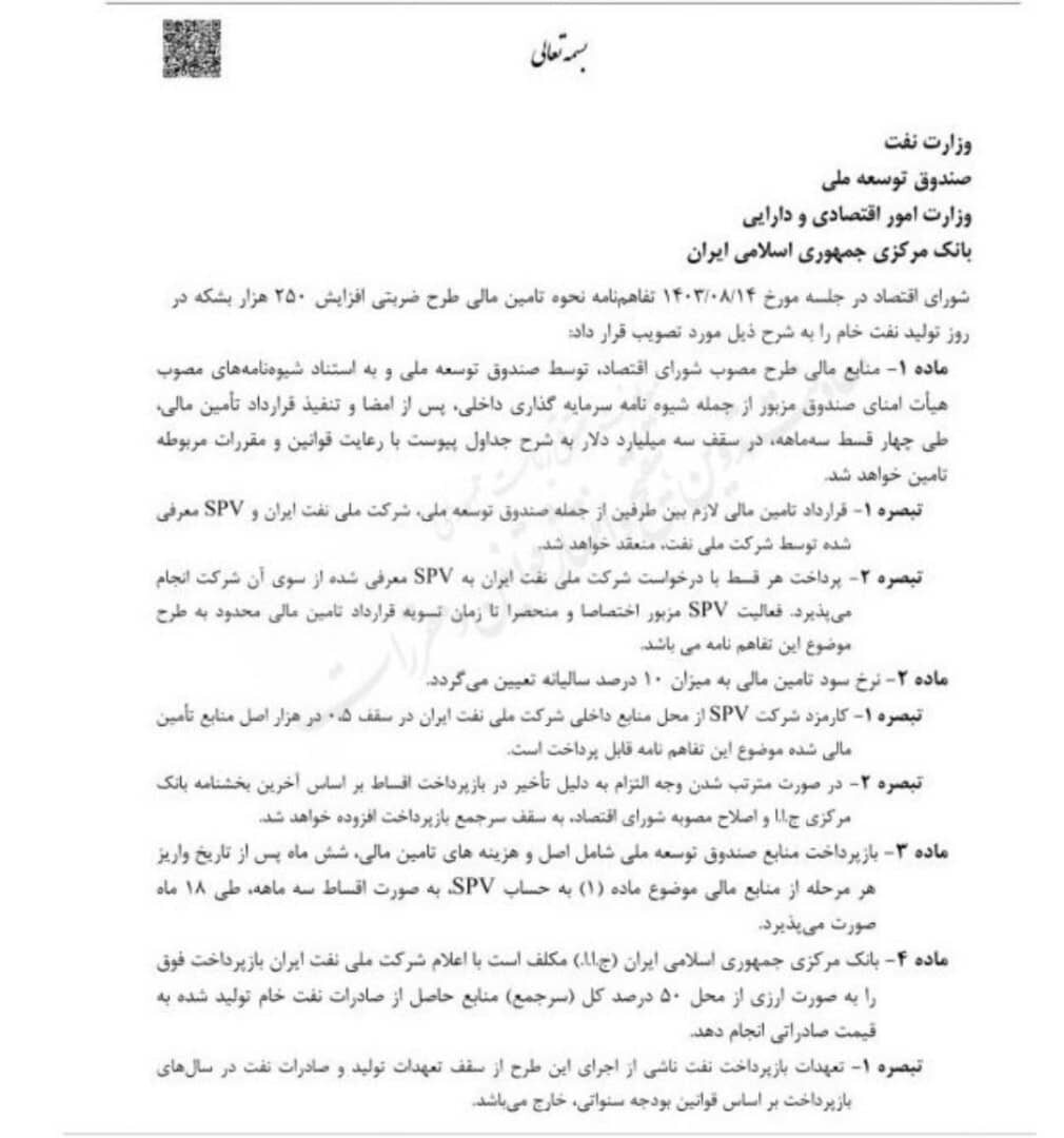 طرح ضربتی افزایش ۲۵۰ هزار بشکه ای تولید نفت اجرا می‌شود