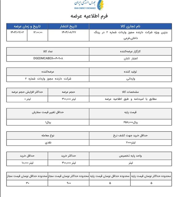 قیمت پایه بنزین سوپر اعلام شد